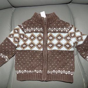 Janie And Jack Argyle Brown Zip Up Sweater Jacket